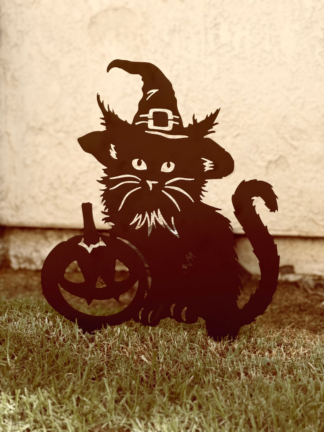 Halloween Cat and Pumpkin Lawn Decor